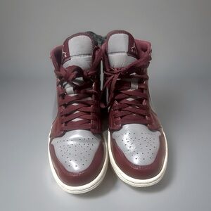 Burgundy and Gray jordan ones